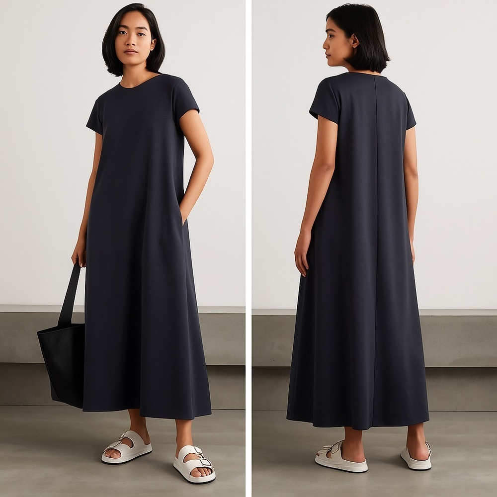 THE FRANKIE SHOP  Dakota Grain De Poudre Maxi Dress $215 Blue Medium